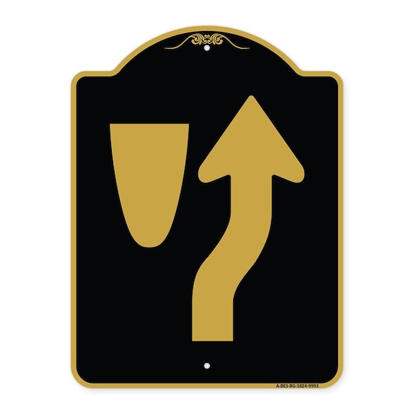 Signmission Designer Series-Beware Of Curb Graphic Black & Gold Heavy-Gauge Aluminum, 24" x 18", BG-1824-9993 A-DES-BG-1824-9993 - main